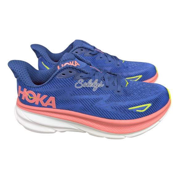 HOKA ONE ONE Clifton 9 Evening Sky Coral Blue Run Walking Sneaker Womens 9B - Picture 3 of 12